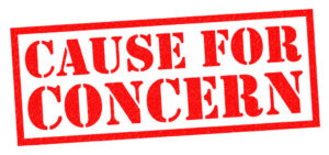 CAUSE FOR CONCERN red Rubber Stamp over a white background.