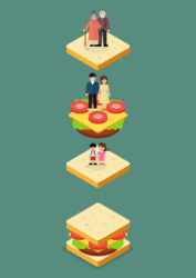 Sandwich Generation. Vector illustration in flat style