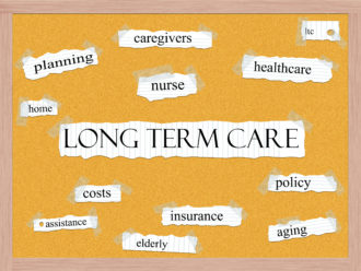 Long Term Care Corkboard Word Concept
