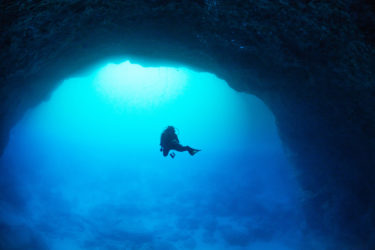 Underwater Cave in Miyakojima Island , Okinawa ,Japan.
