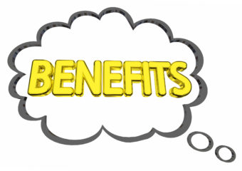 Benefits Thought Cloud Features Compensation Word 3d Illustratio