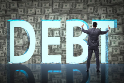 Businessman in debt business concept