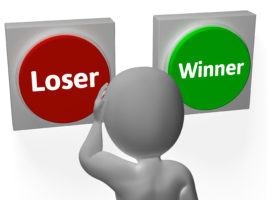 Loser Winner Buttons Show Gambler Or Loser
