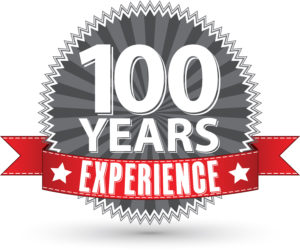 100 Years Experience Retro Label With Red Ribbon, Vector Illustr