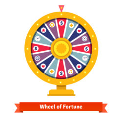 Wheel of fortune with bets icons